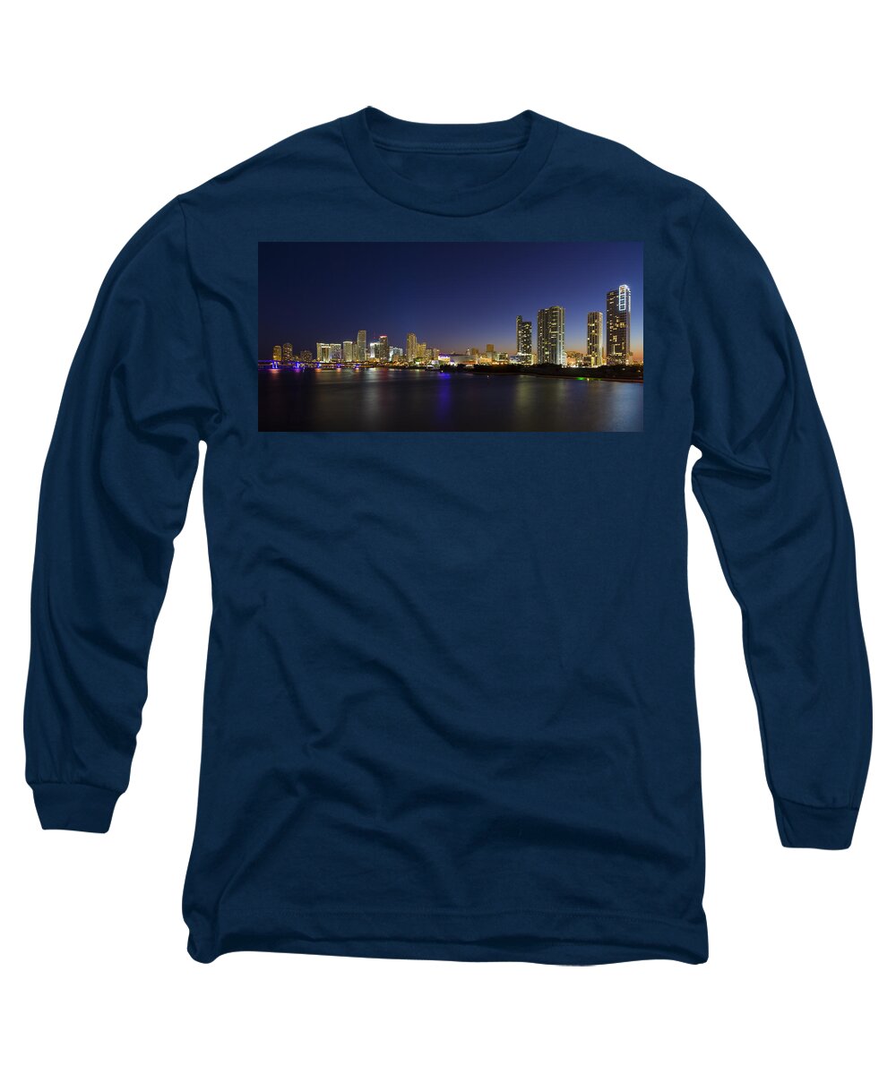 Architecture Long Sleeve T-Shirt featuring the photograph Miami Downtown Skyline #14 by Raul Rodriguez