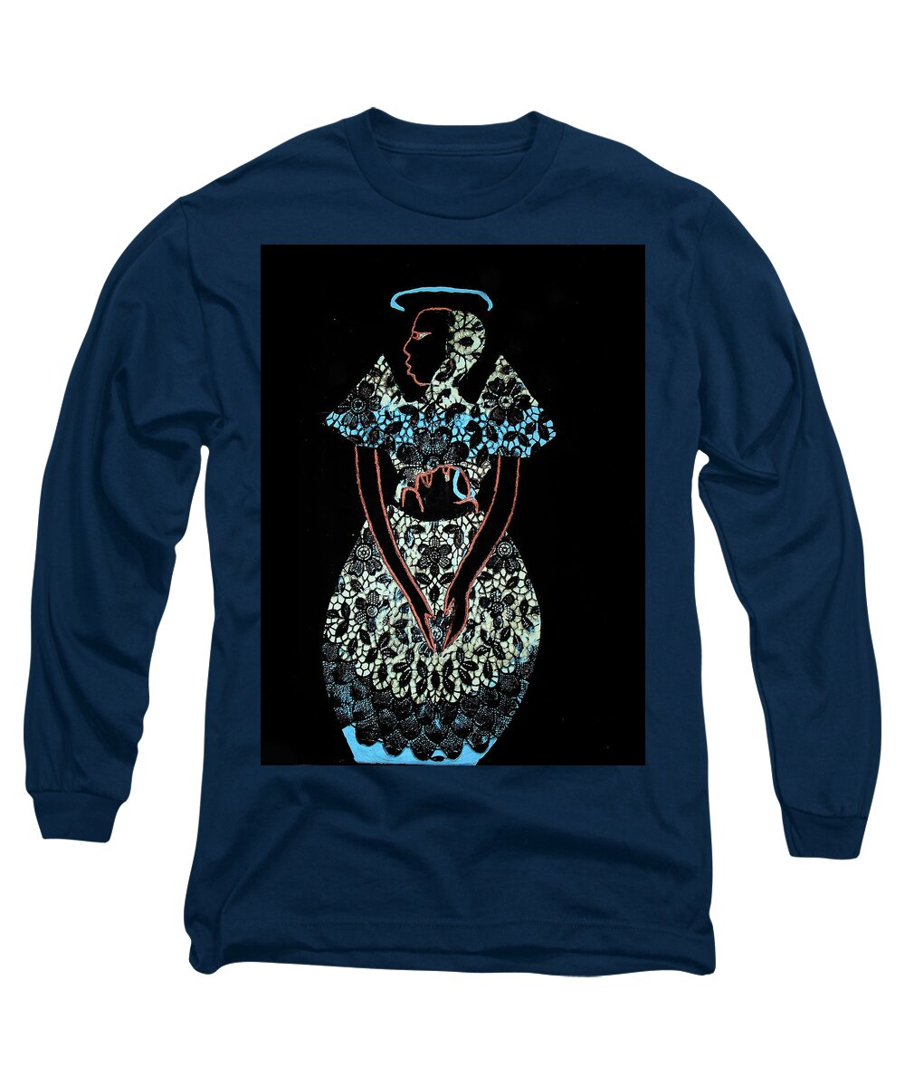 Jesus Long Sleeve T-Shirt featuring the painting Madonna and Child #6 by Gloria Ssali