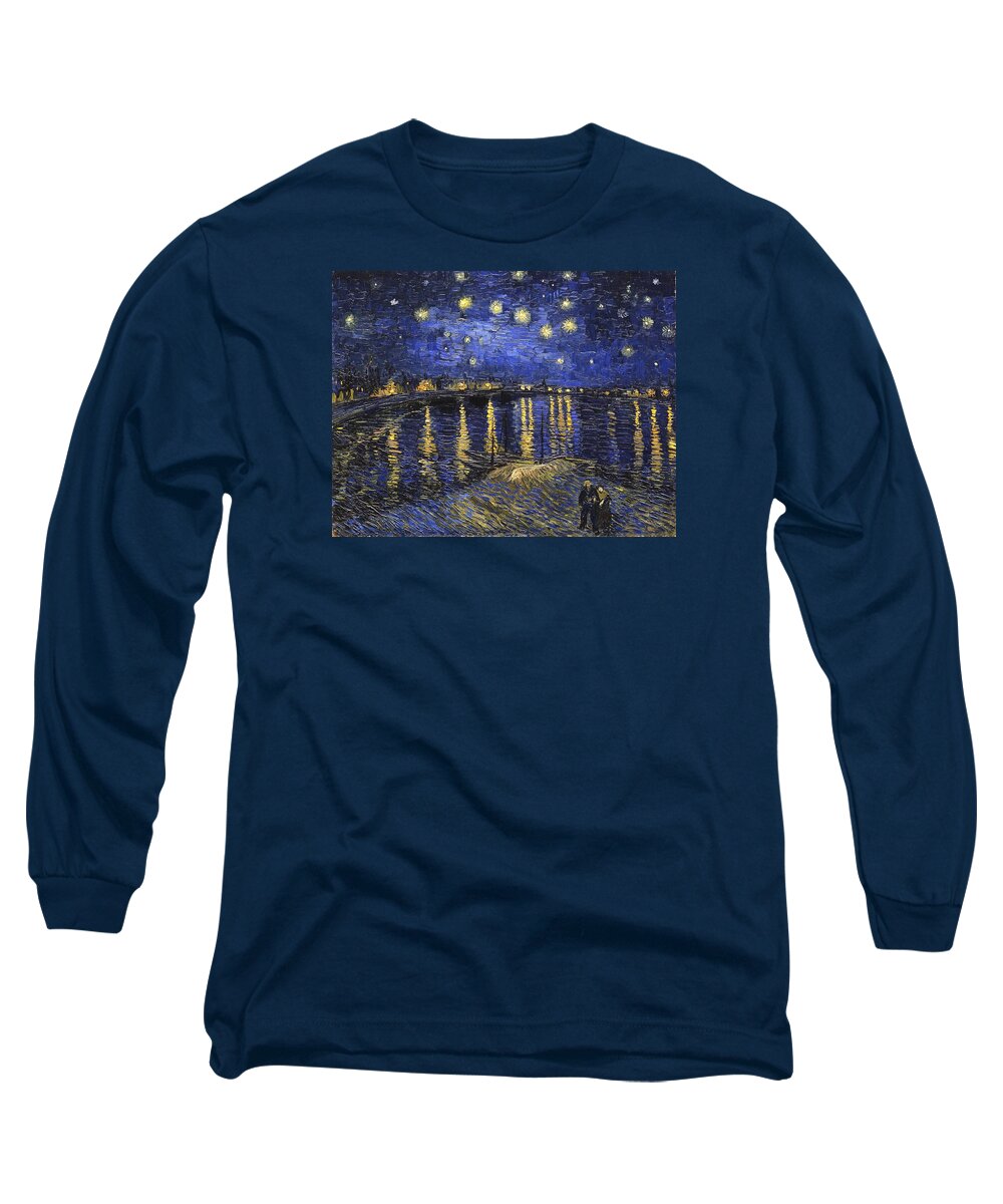 Vincent Van Gogh Long Sleeve T-Shirt featuring the painting Starry Night Over The Rhone #4 by Vincent Van Gogh