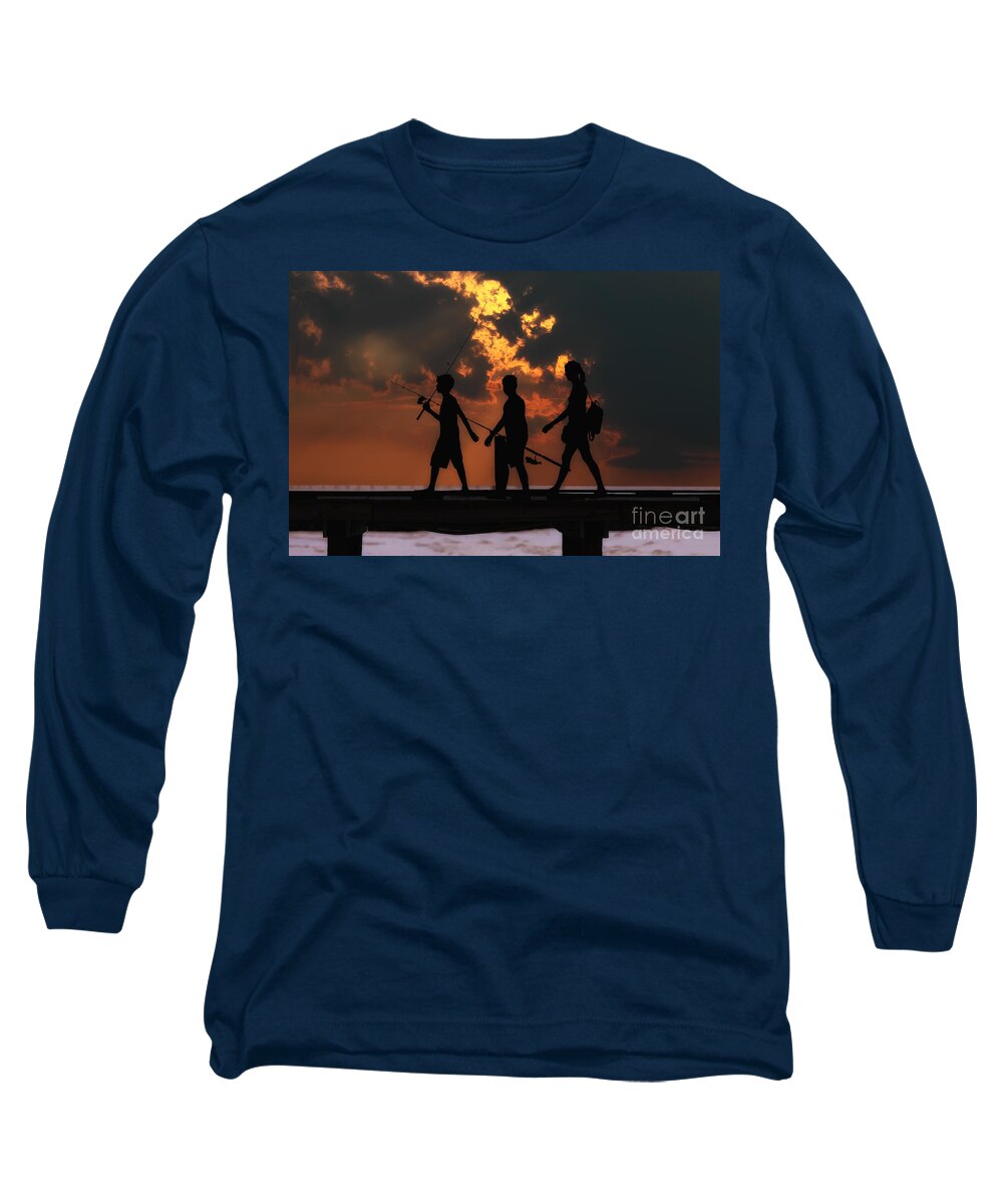 Anna Maria Pier Long Sleeve T-Shirt featuring the photograph A Fishing we will go by Rick Kuperberg Sr