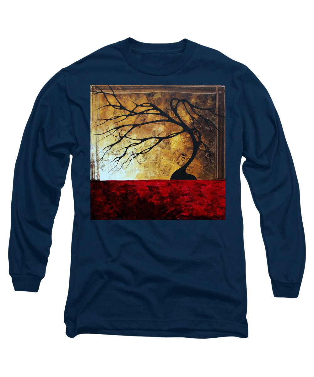 Wall Long Sleeve T-Shirt featuring the painting Abstract Landscape Art Original Painting ENGAGE ME by MADART by Megan Aroon