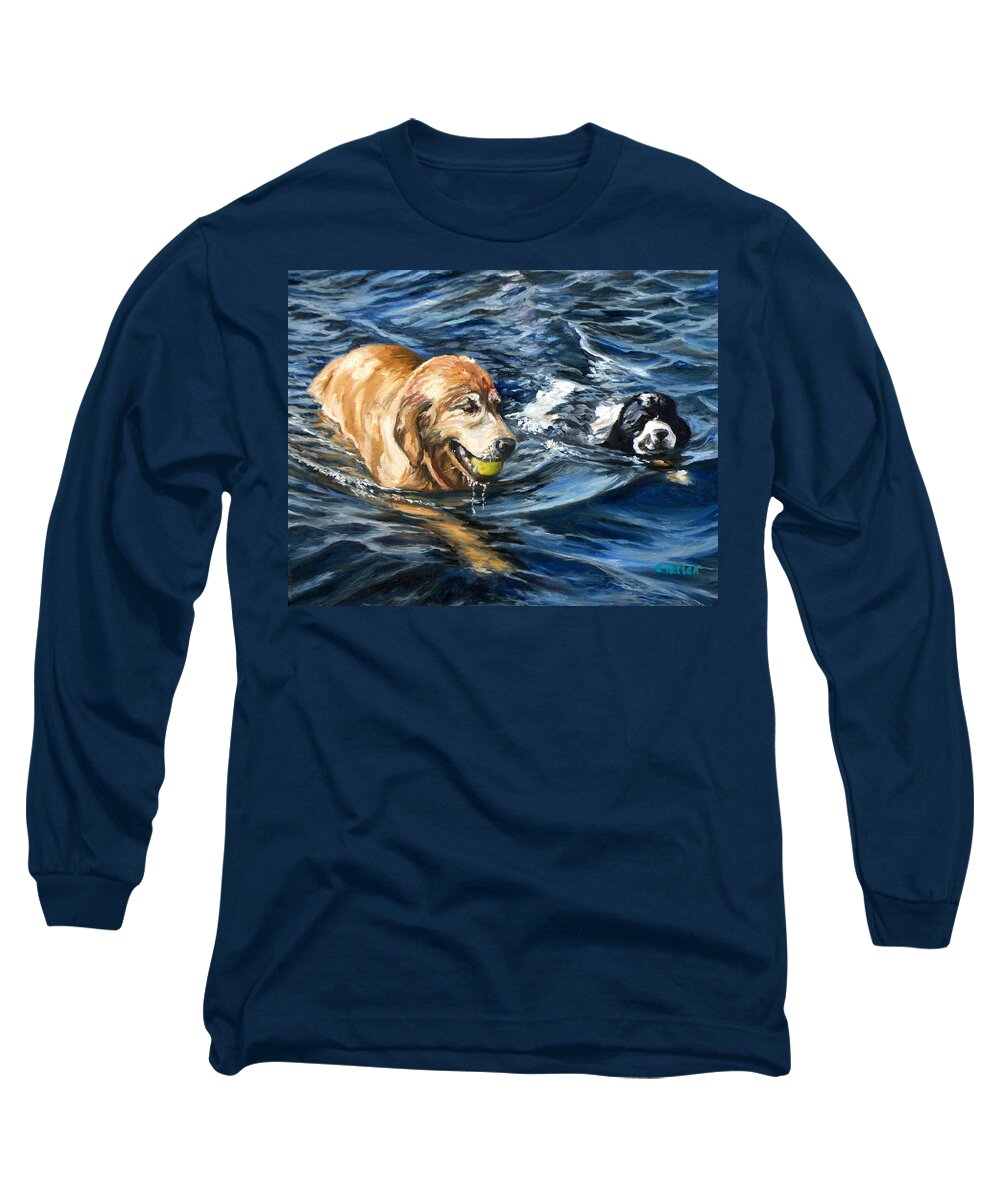 Dogs Long Sleeve T-Shirt featuring the painting Ally and Smitty by Eileen Patten Oliver