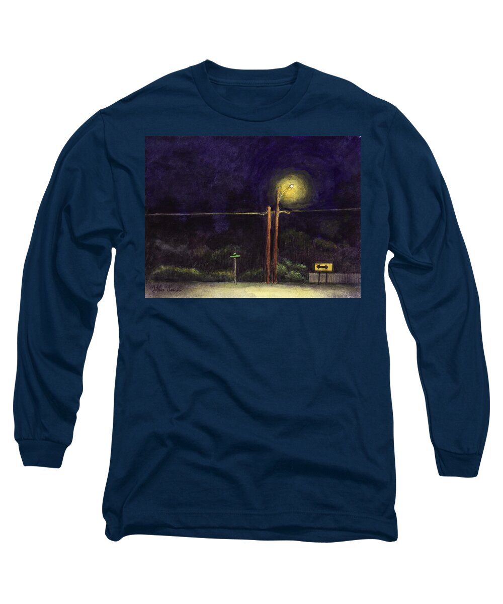 Nocturne Long Sleeve T-Shirt featuring the painting At the fork by Arthur Barnes