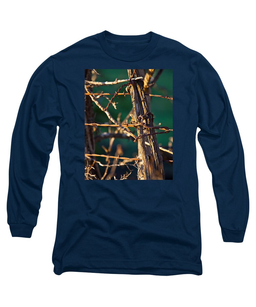 Barbed Wire Long Sleeve T-Shirt featuring the photograph Don't Fence Me In by Mark Alder