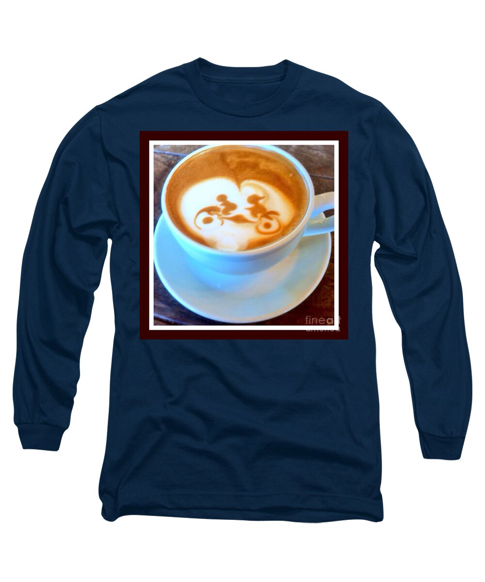 Latte Art Long Sleeve T-Shirt featuring the photograph Bicycle Built For Two Latte by Susan Garren