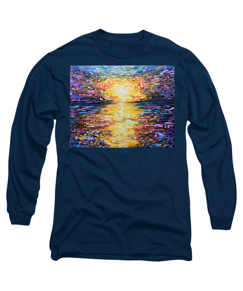 Sunset Long Sleeve T-Shirt featuring the painting Big Sunset by Pete Caswell