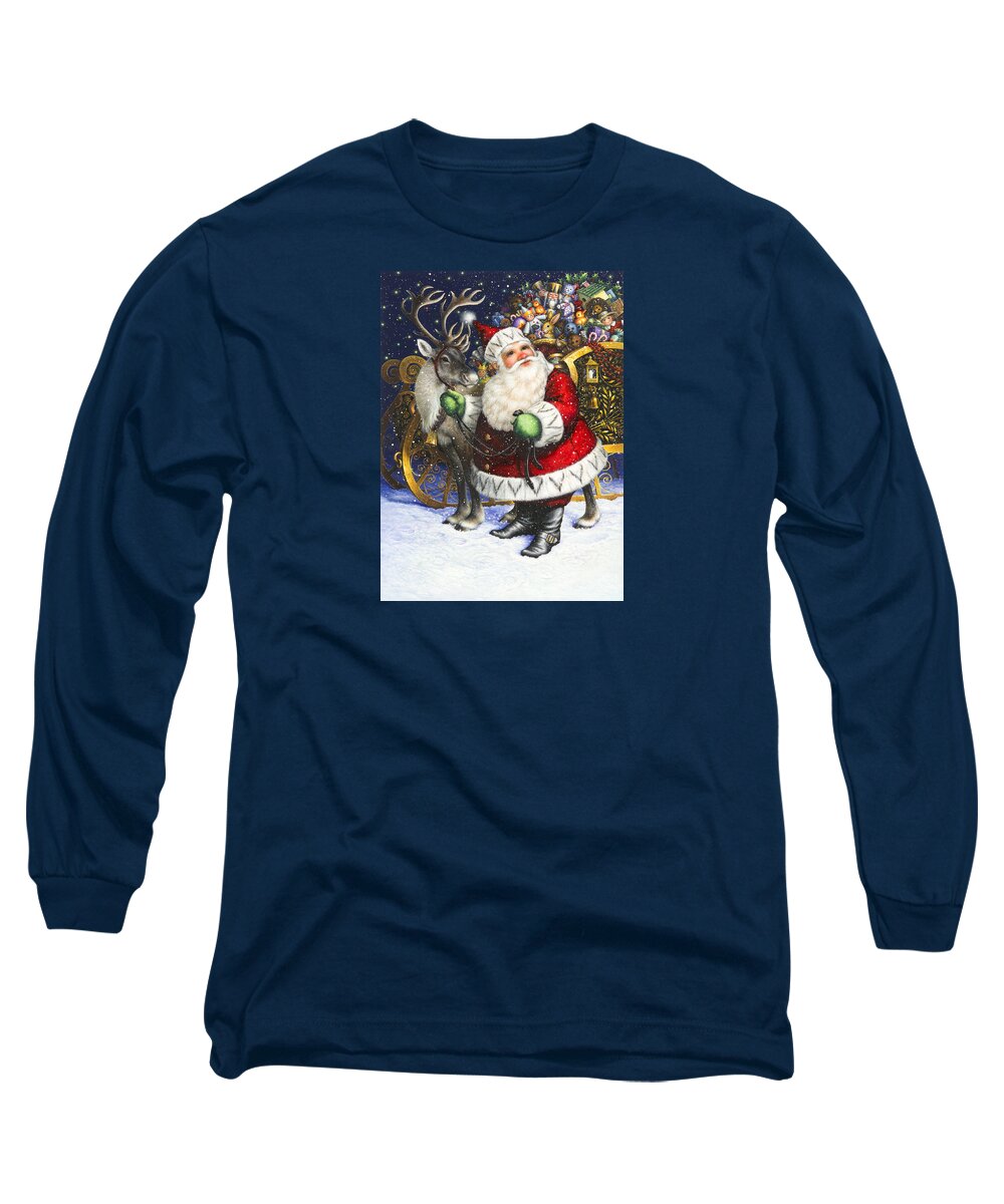 Santa Claus Long Sleeve T-Shirt featuring the painting Blitzen by Lynn Bywaters