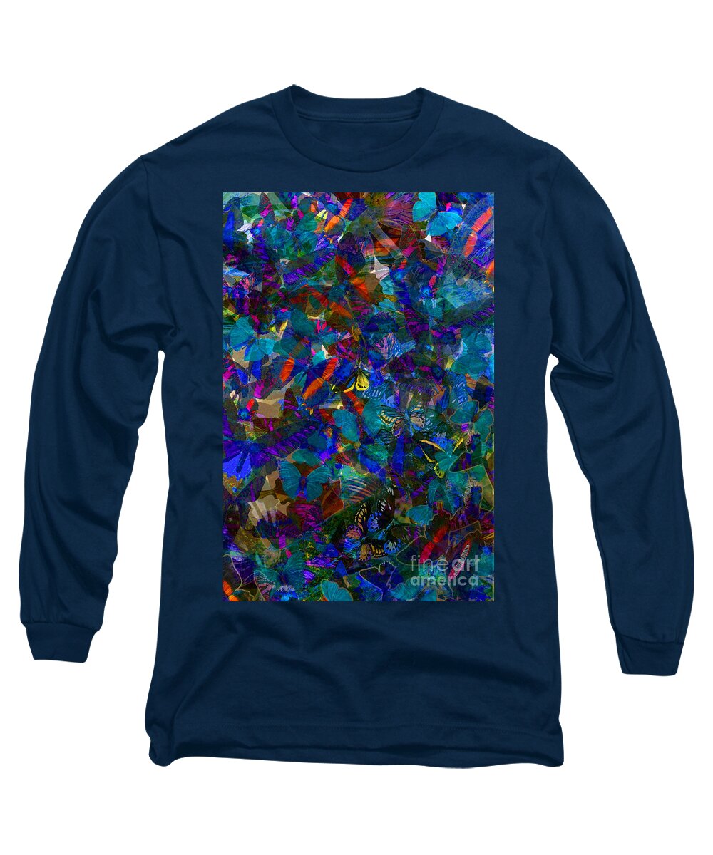 Butterflys Long Sleeve T-Shirt featuring the photograph Butterfly Collage Blue by Robert Meanor