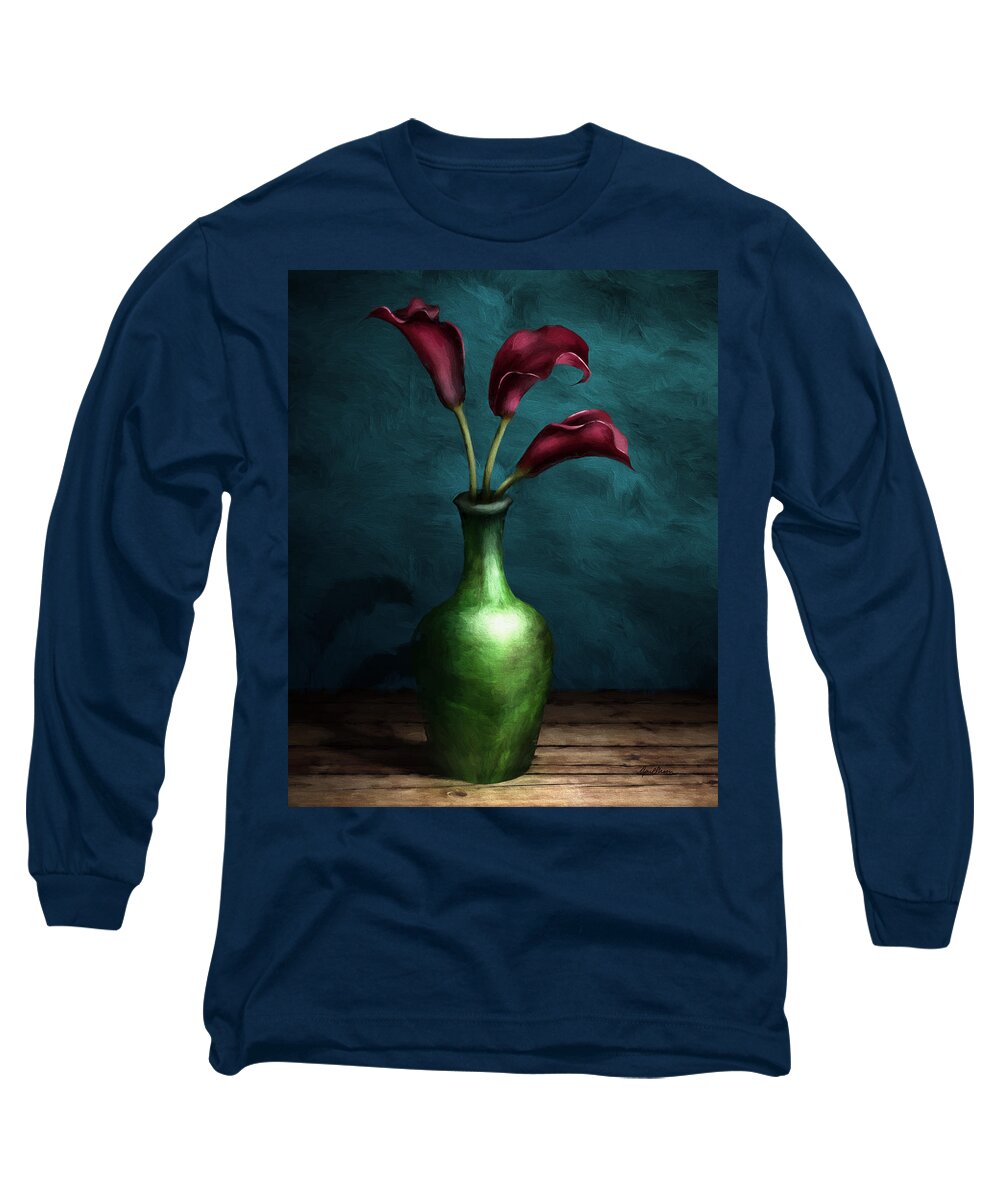 Calla Lilies Long Sleeve T-Shirt featuring the painting Calla Lilies I by April Moen