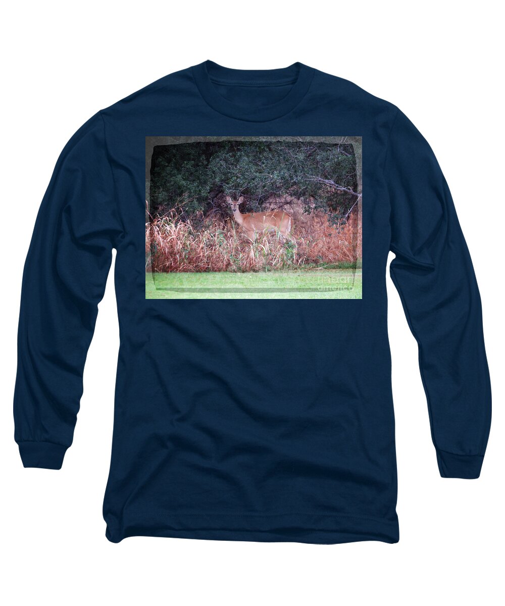 Deer Long Sleeve T-Shirt featuring the photograph Camouflaged White-tailed Doe by Ella Kaye Dickey