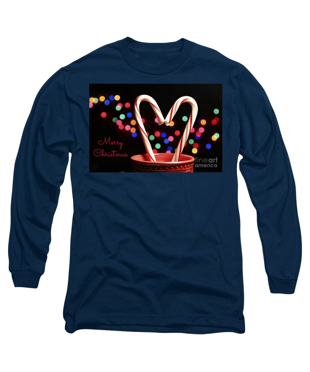 Maine Long Sleeve T-Shirt featuring the photograph Candy Cane Heart Card by Karin Pinkham