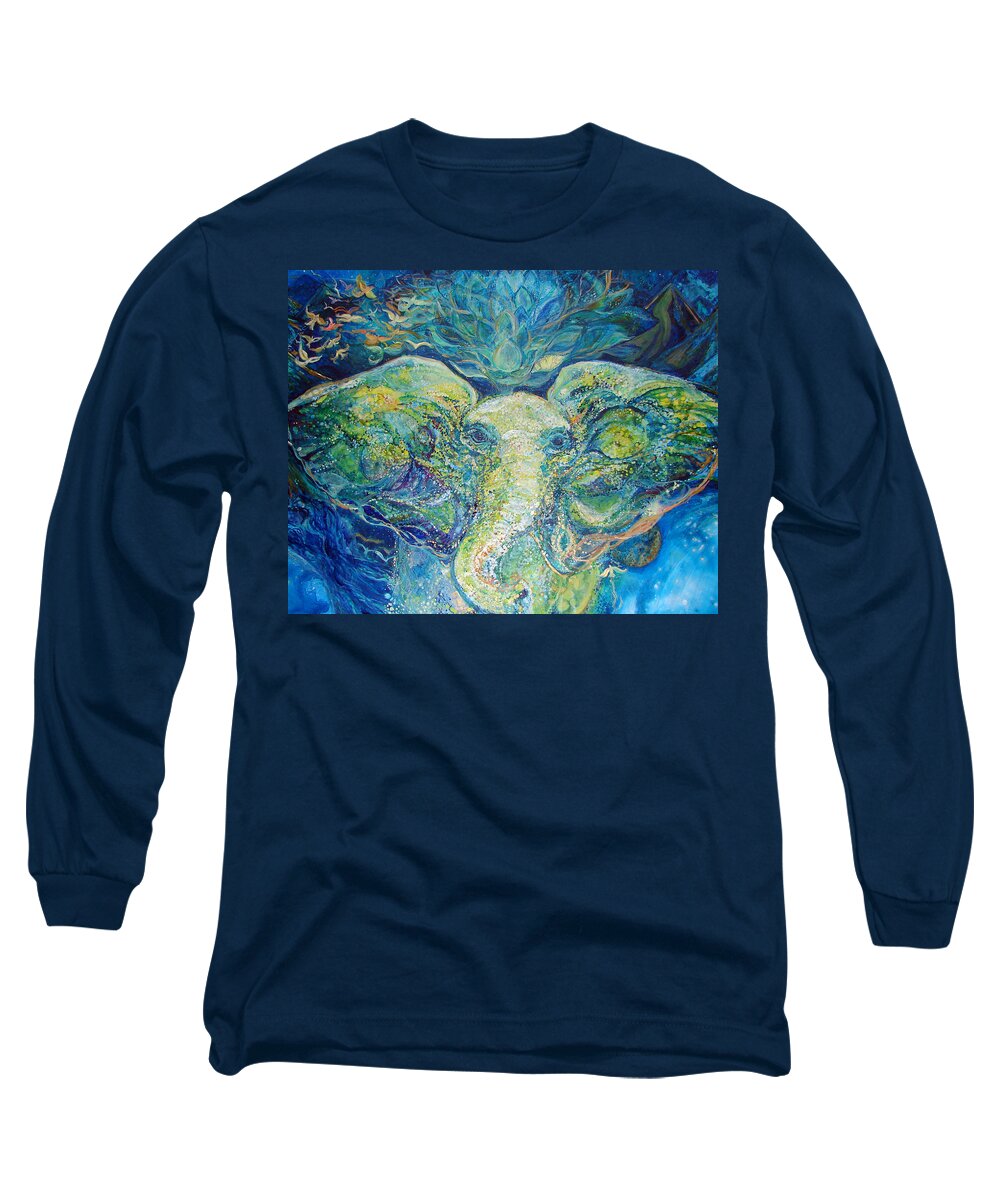 Elephant Long Sleeve T-Shirt featuring the painting Channels by Ashleigh Dyan Bayer