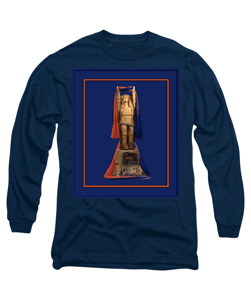 Il Long Sleeve T-Shirt featuring the photograph Chief Illiniwek University of Illinois 05 by Thomas Woolworth