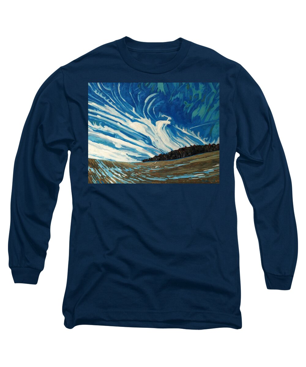 Cirrus Long Sleeve T-Shirt featuring the painting Cirrus Fingers by Phil Chadwick