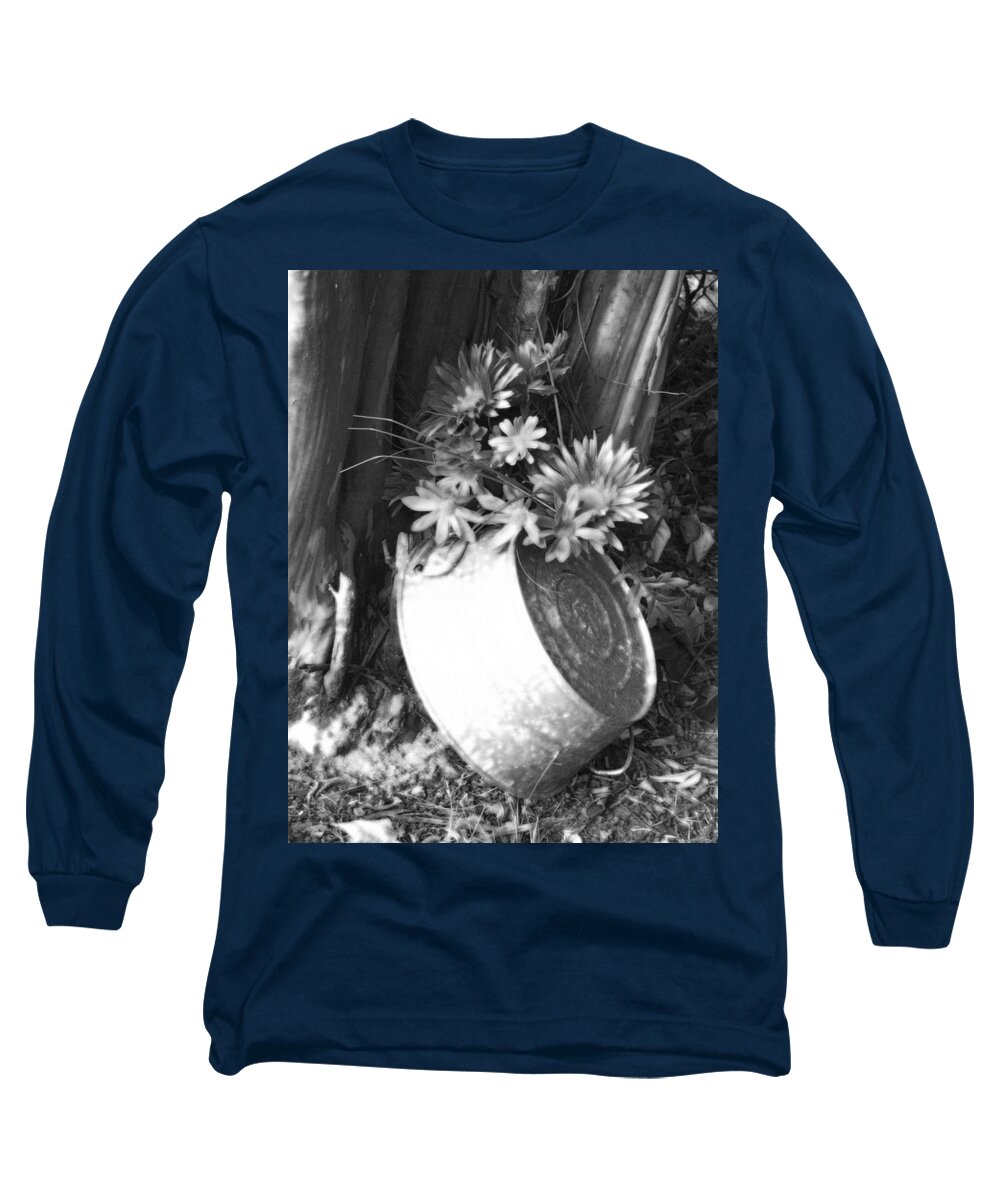 Flower Long Sleeve T-Shirt featuring the photograph Country Summer - BW 02 by Pamela Critchlow