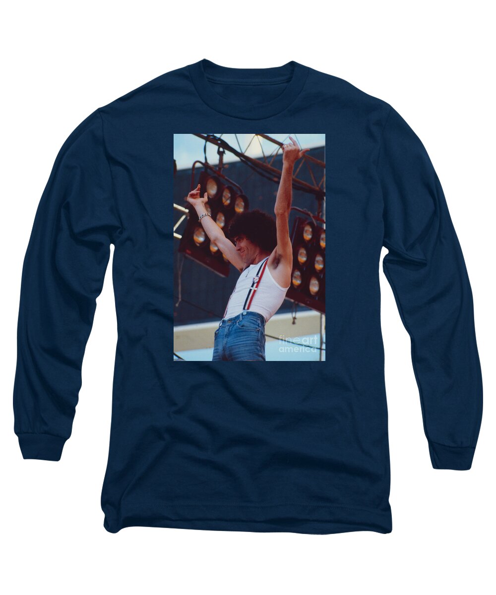 Dan Mccafferty Long Sleeve T-Shirt featuring the photograph Dan McCafferty of Nazareth at Day on the Green 4th of July 1979 by Daniel Larsen