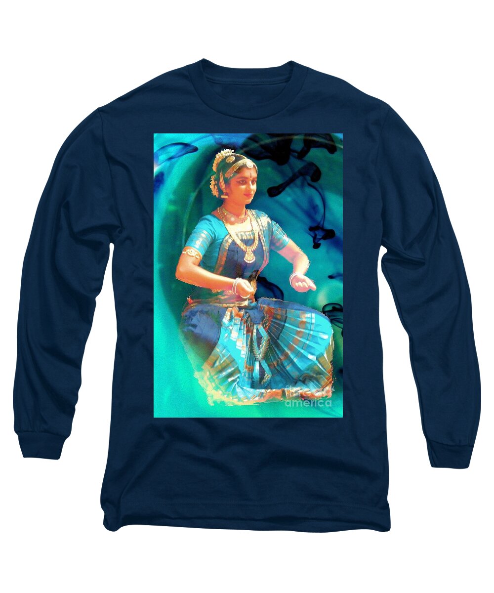 India Long Sleeve T-Shirt featuring the photograph Dancing Girl with Gold Necklace by Janette Boyd