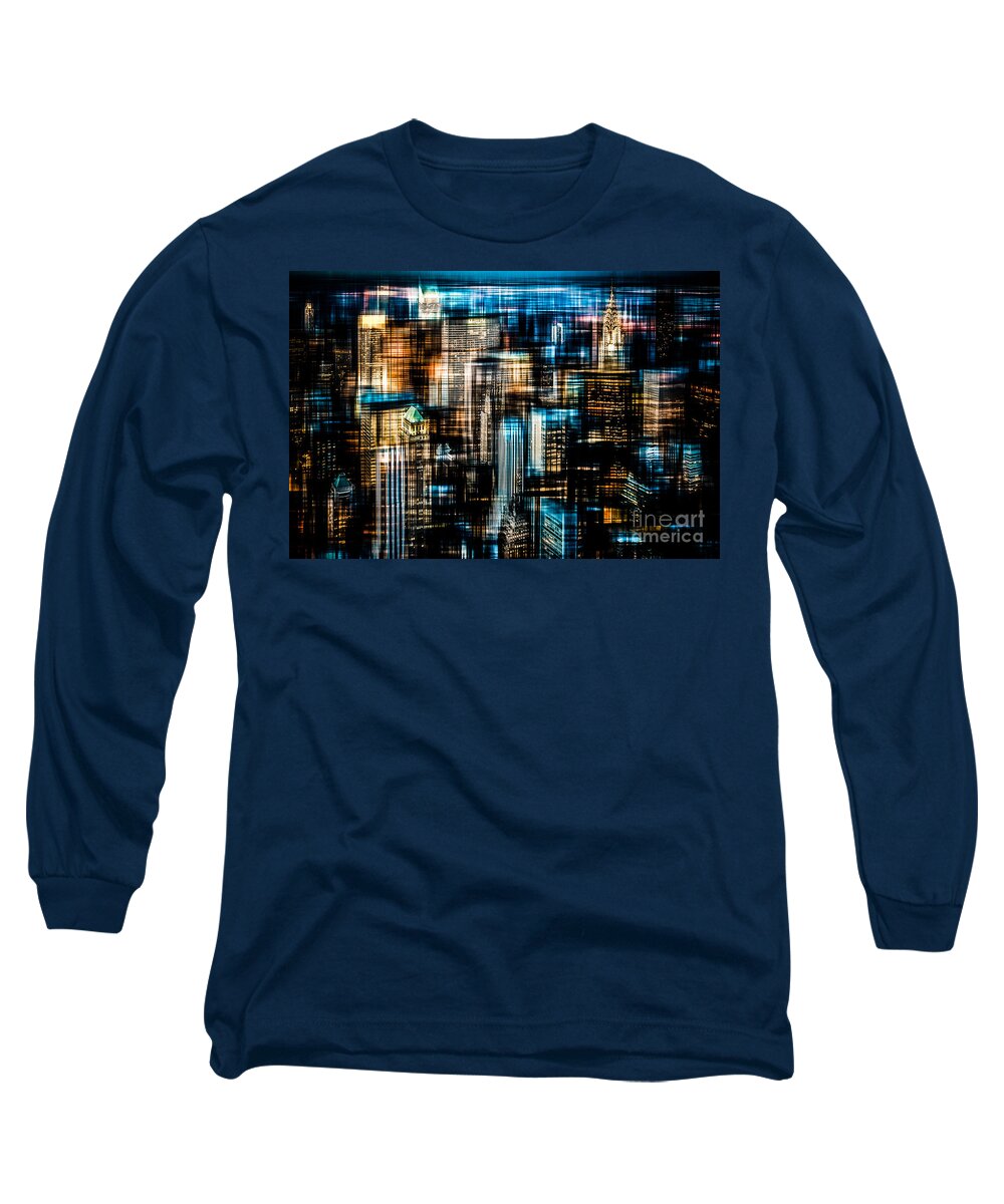 Nyc Long Sleeve T-Shirt featuring the photograph Downtown II - dark by Hannes Cmarits