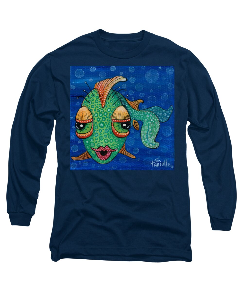 Fish Lips Long Sleeve T-Shirt featuring the painting Fish Lips by Tanielle Childers