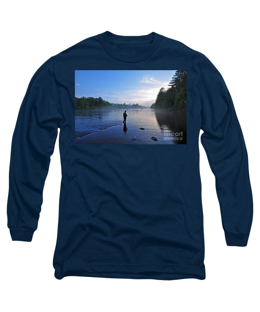Fly Fishing Long Sleeve T-Shirt featuring the photograph Flyfishing in Maine by Glenn Gordon