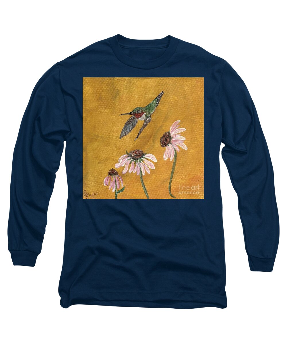 Birds Long Sleeve T-Shirt featuring the painting Flying by by Ella Kaye Dickey