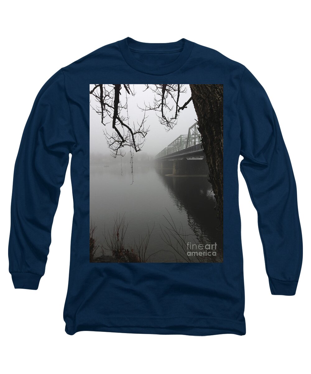 Boats Long Sleeve T-Shirt featuring the photograph Foggy Morning in Paradise - The Bridge by Christopher Plummer