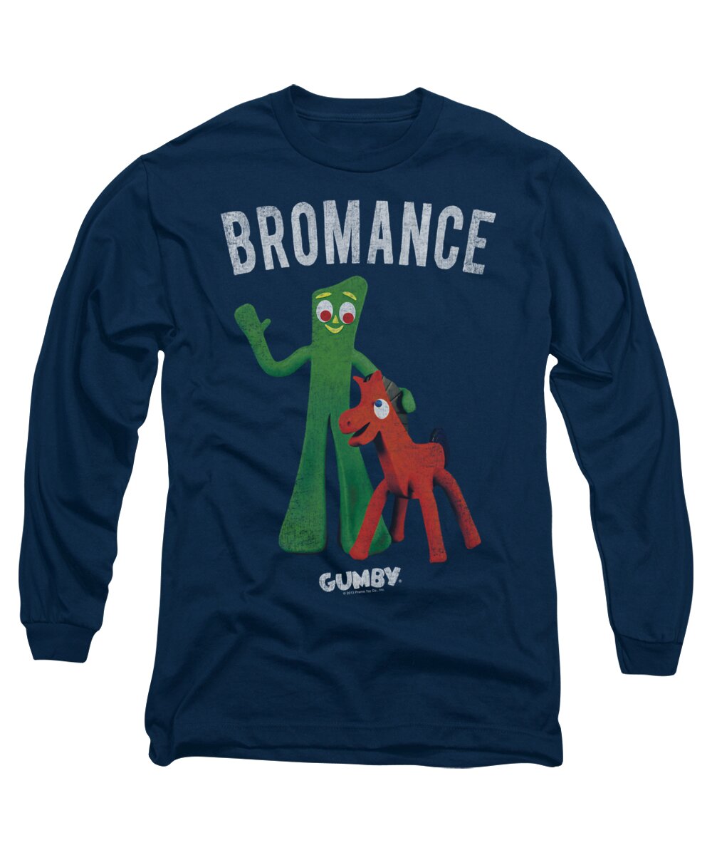Gumby Long Sleeve T-Shirt featuring the digital art Gumby - Bromance by Brand A