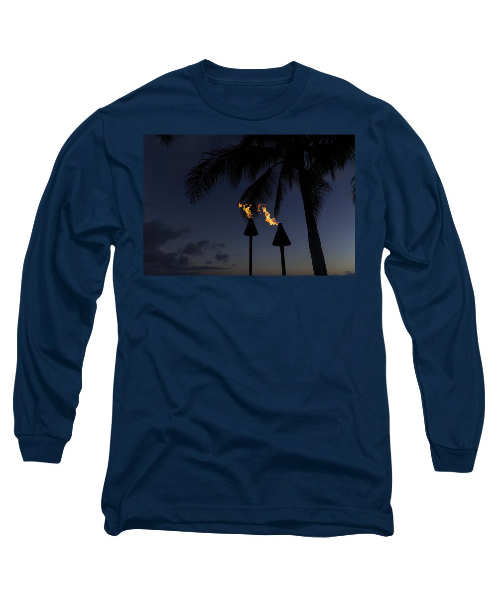 Georgia Mizuleva Long Sleeve T-Shirt featuring the photograph Just After Sunset the Beach Party is Starting by Georgia Mizuleva