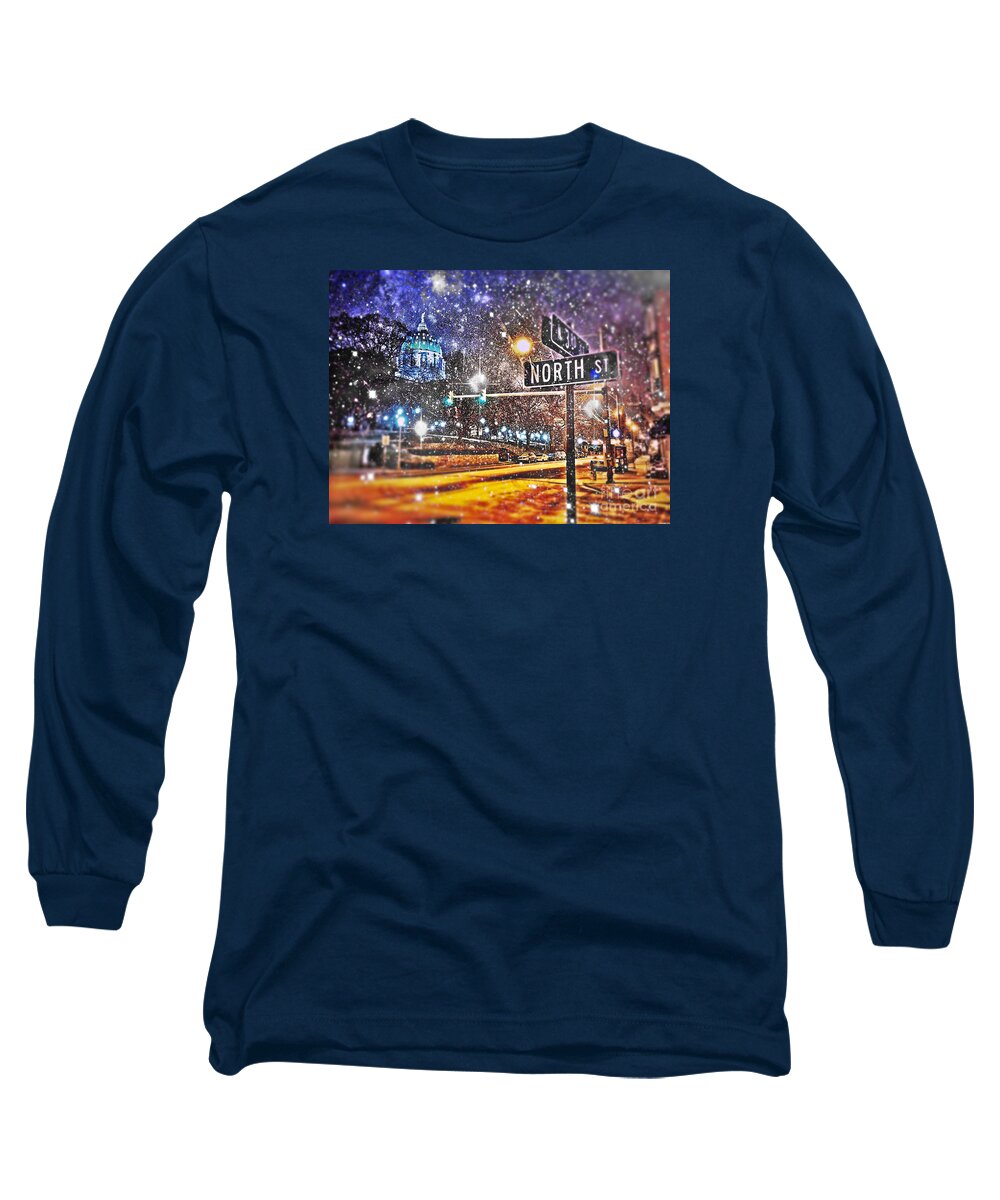Snow Long Sleeve T-Shirt featuring the digital art KINGDOMS OF HEAVEN AND EARTH - Gold by Kevyn Bashore