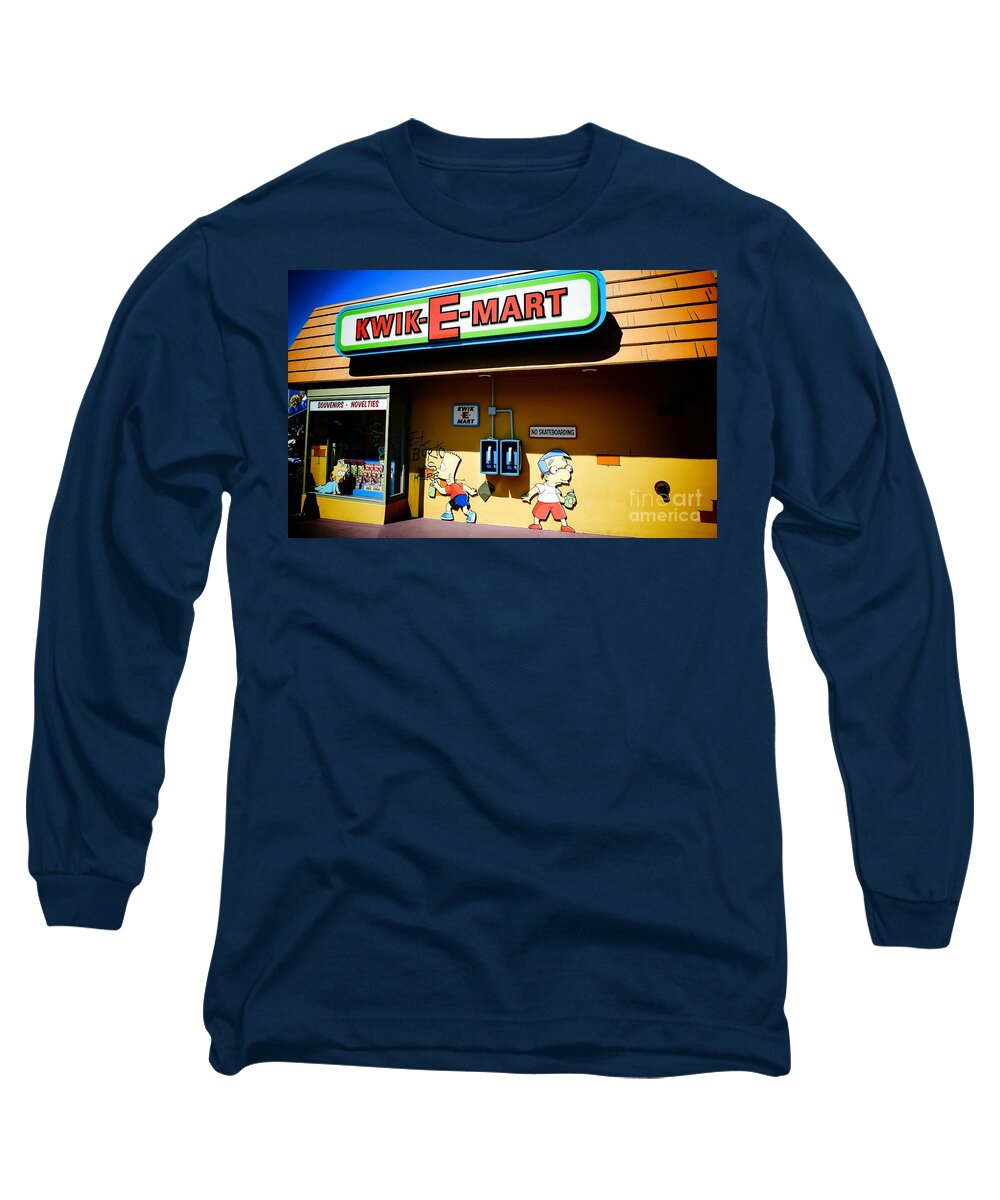 Kwik-e-mart Long Sleeve T-Shirt featuring the photograph Kwik-E-Mart by Nina Prommer