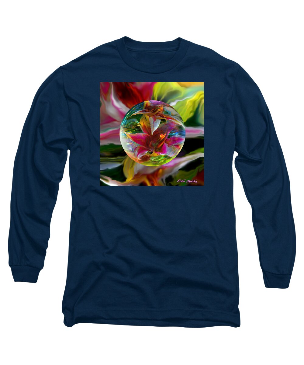 Art Globe Long Sleeve T-Shirt featuring the painting Lillium Bulbiferum by Robin Moline