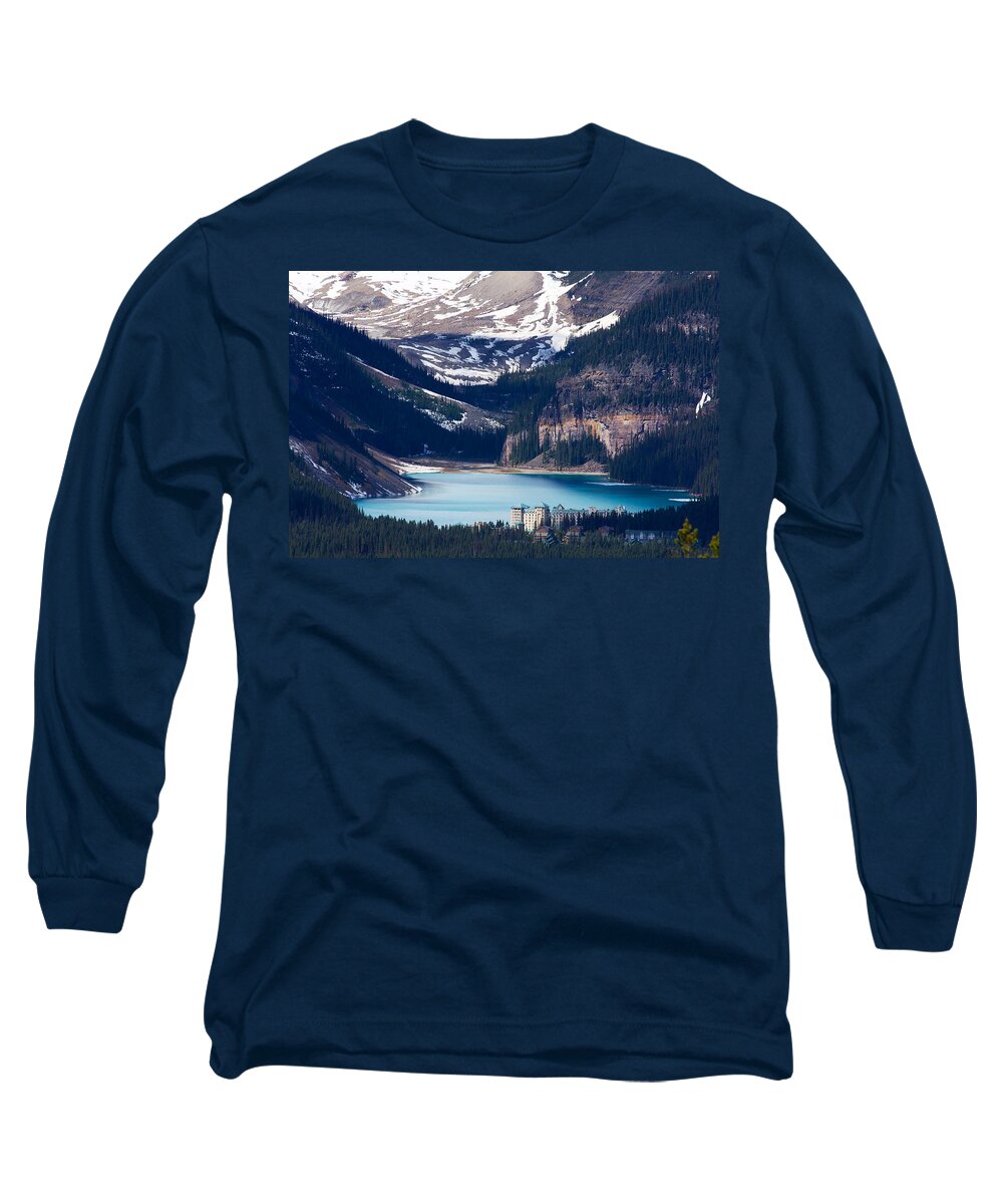 Lake Louise Long Sleeve T-Shirt featuring the photograph Looking Down at Lake Louise by Stuart Litoff