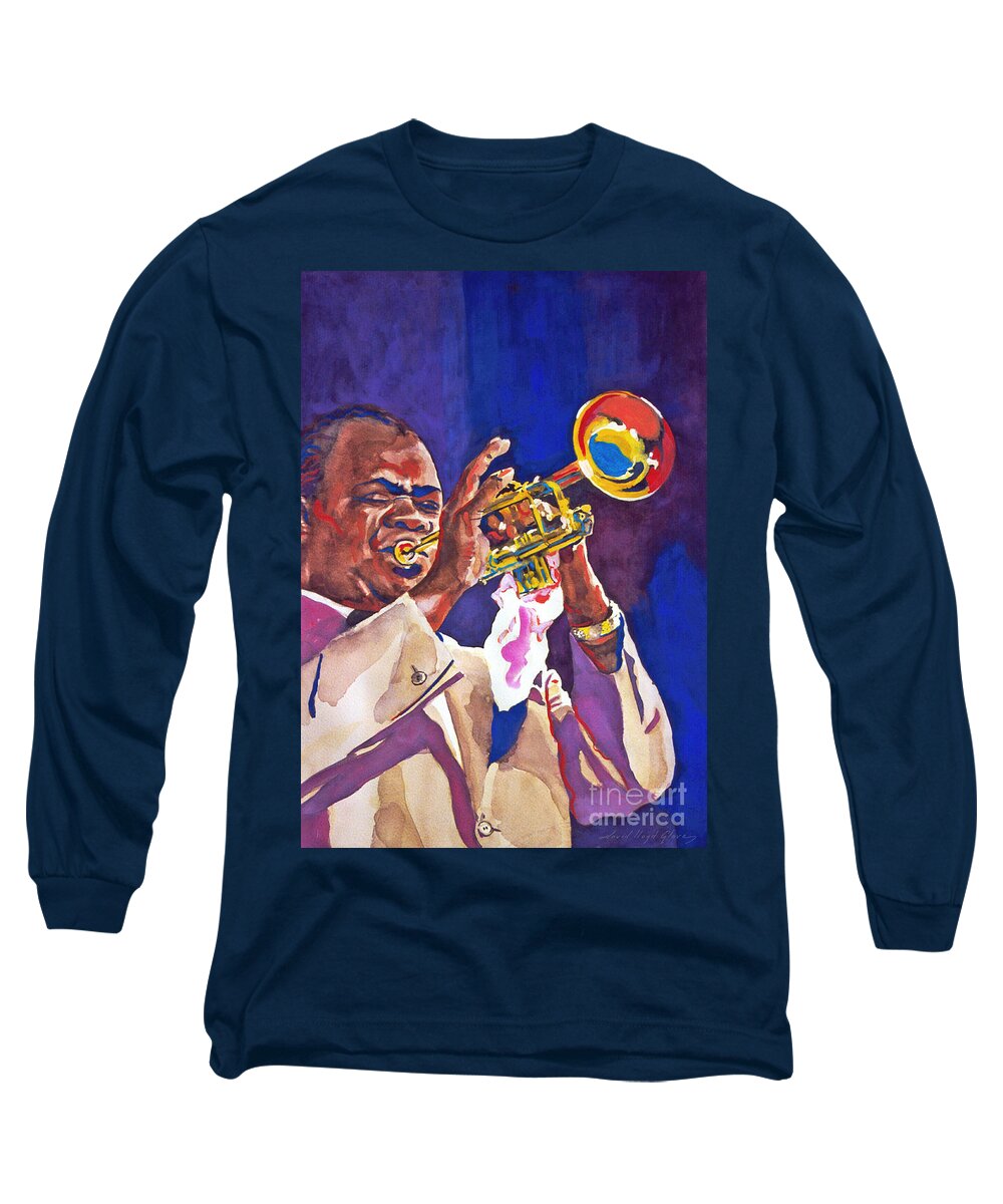 Jazz Legends Long Sleeve T-Shirt featuring the painting Louis Satchmo Armstrong by David Lloyd Glover