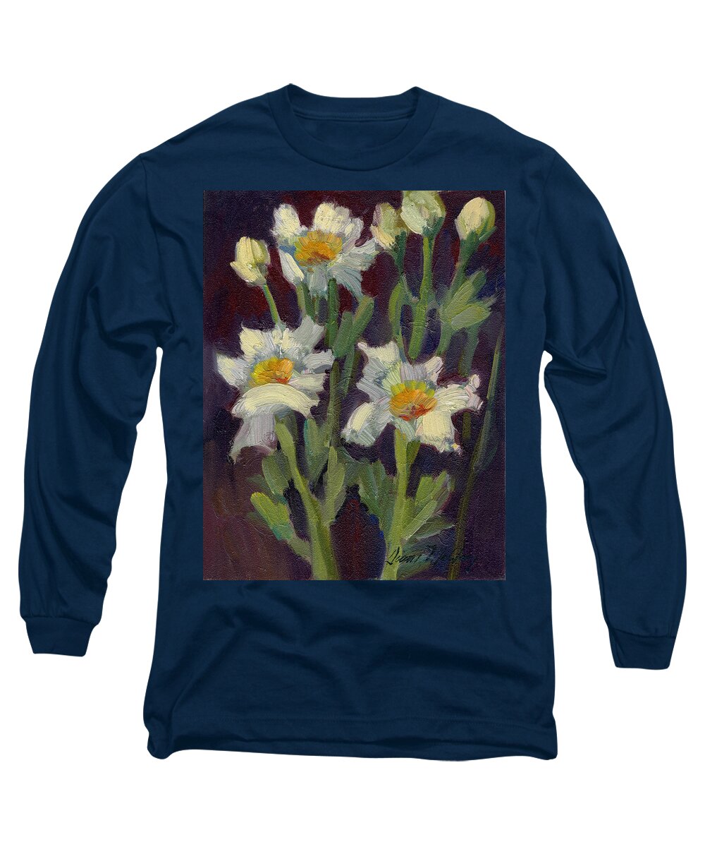 Matilija Long Sleeve T-Shirt featuring the painting Matilija Poppies by Diane McClary