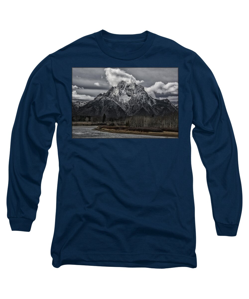 Grand Tetons Long Sleeve T-Shirt featuring the photograph Mt. Moran by Erika Fawcett