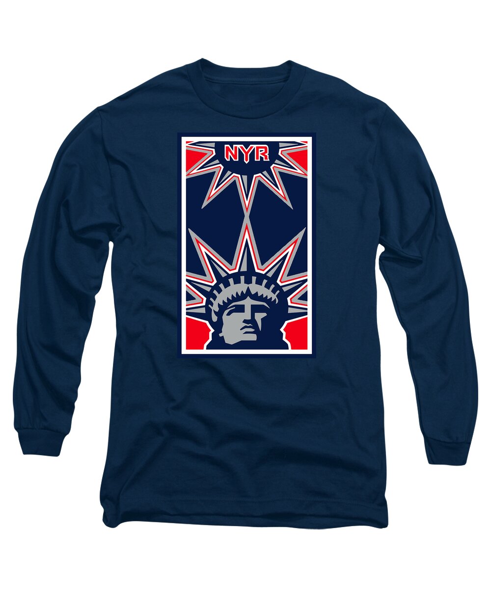New York Long Sleeve T-Shirt featuring the painting New York Rangers by Tony Rubino
