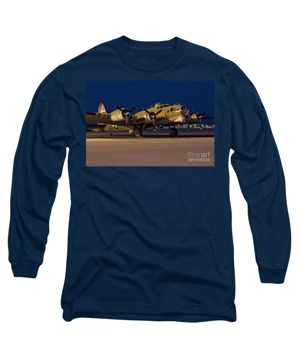 Collings Foundation Long Sleeve T-Shirt featuring the photograph Nine-O-Nine at Night by Rick Pisio