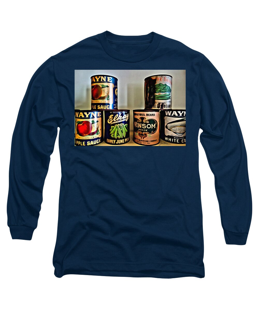 Colorful Long Sleeve T-Shirt featuring the painting Old Cans by Joan Reese