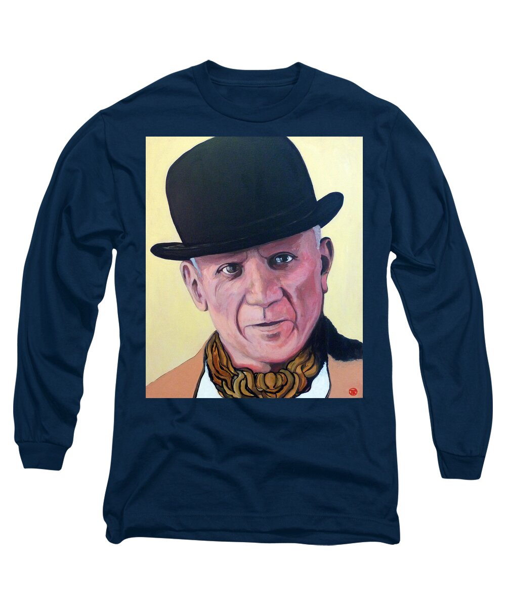 Pablo Picasso Long Sleeve T-Shirt featuring the painting Pablo Picasso by Tom Roderick