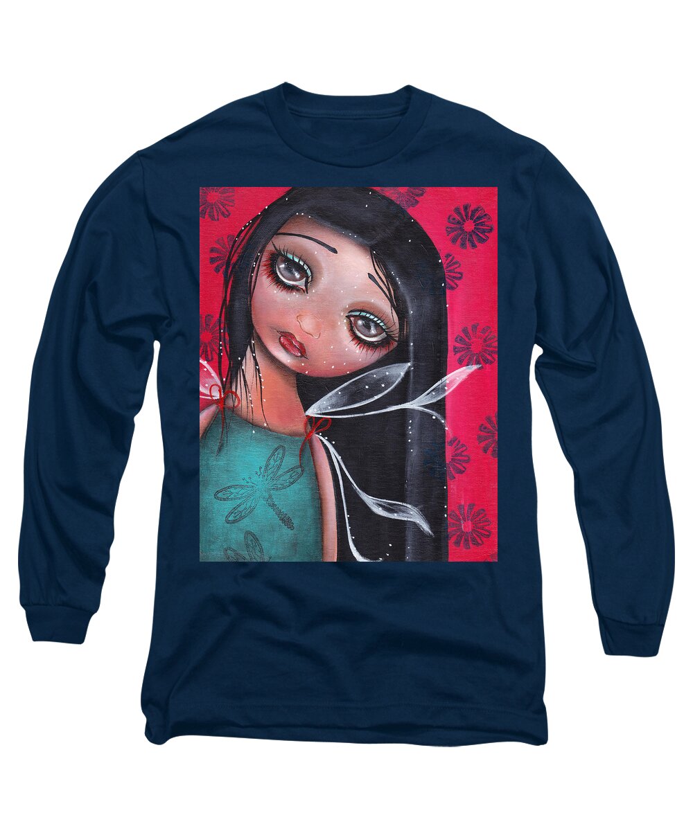 Fairy Long Sleeve T-Shirt featuring the painting Perla by Abril Andrade
