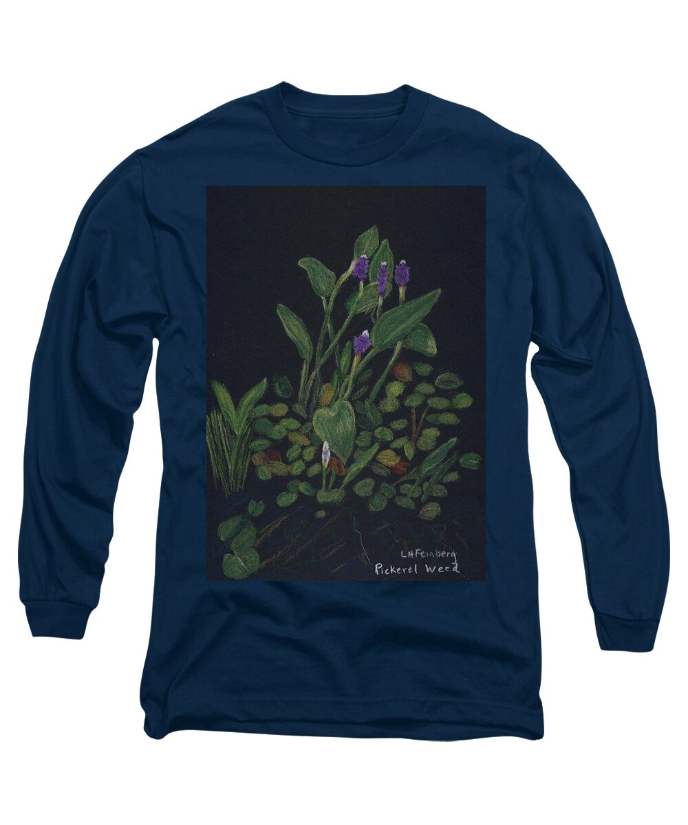 Pickerel Weed Long Sleeve T-Shirt featuring the painting Pickerel Weed by Linda Feinberg