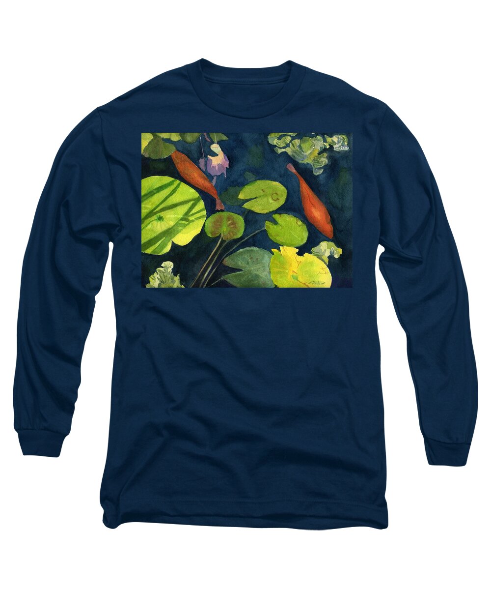 Pond Long Sleeve T-Shirt featuring the painting Playing Koi by Lynne Reichhart