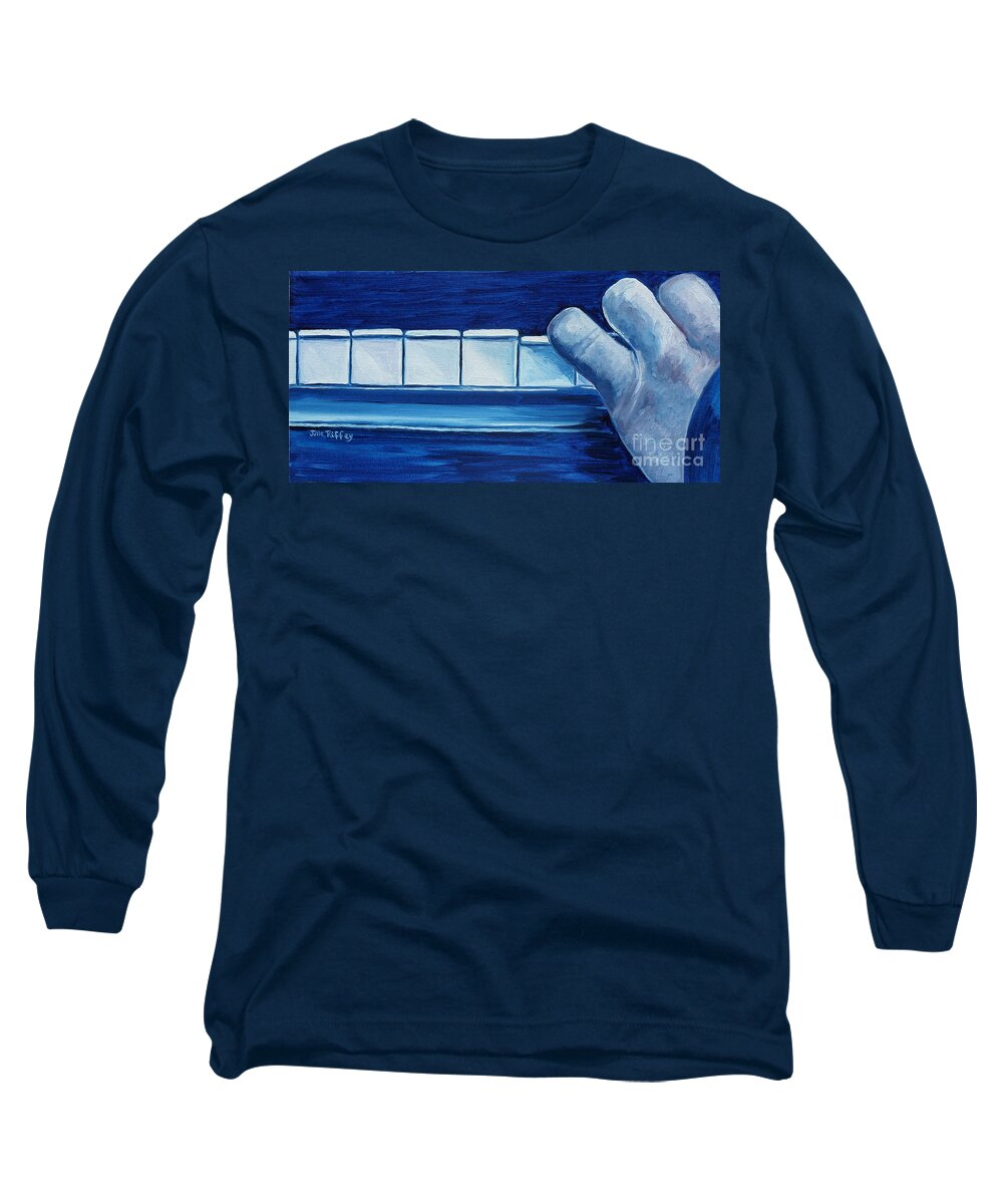 Piano Long Sleeve T-Shirt featuring the painting Playing the Blues by Julie Brugh Riffey