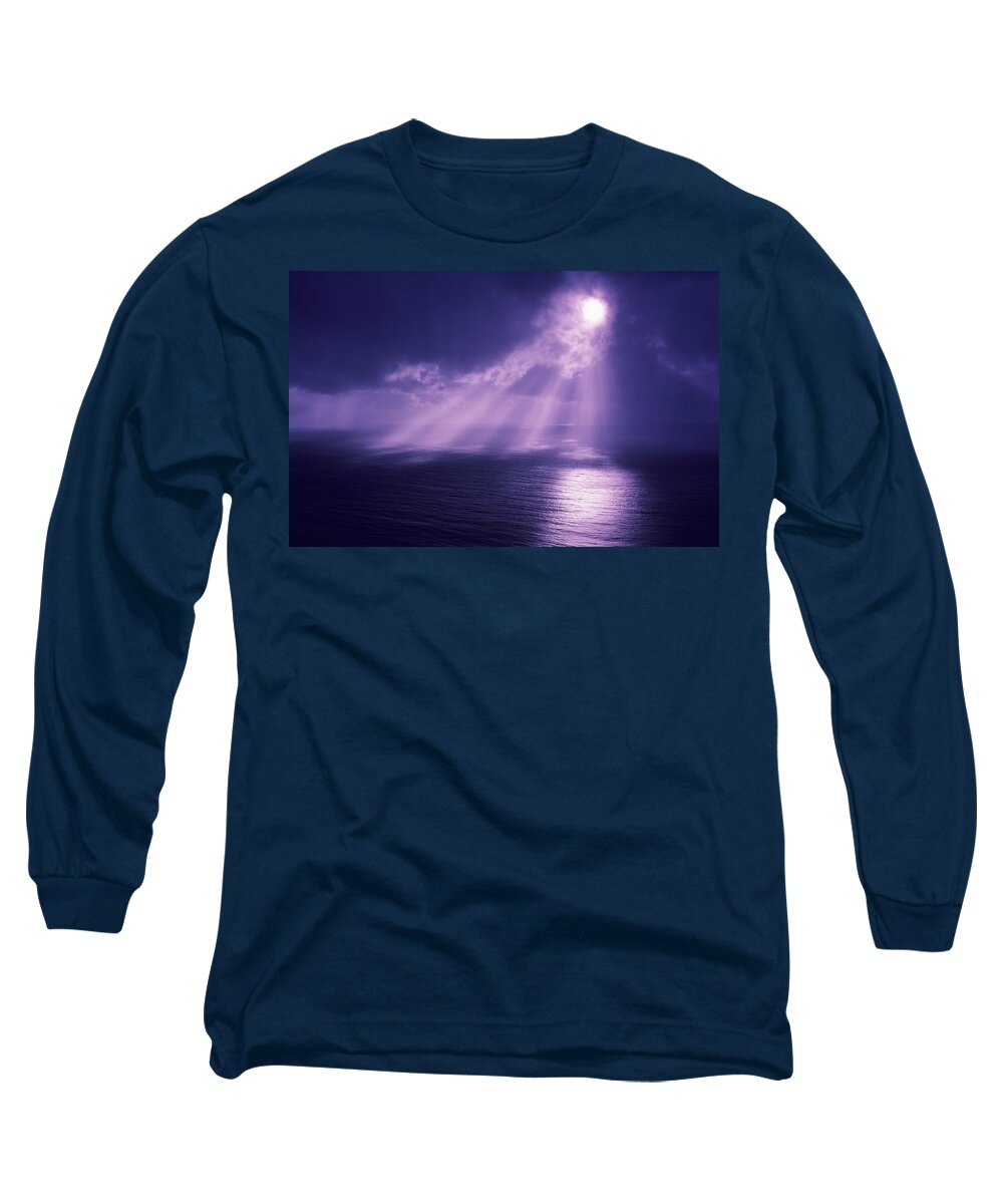 Blue Long Sleeve T-Shirt featuring the photograph Purple Cloudburst by Larry Dale Gordon - Printscapes