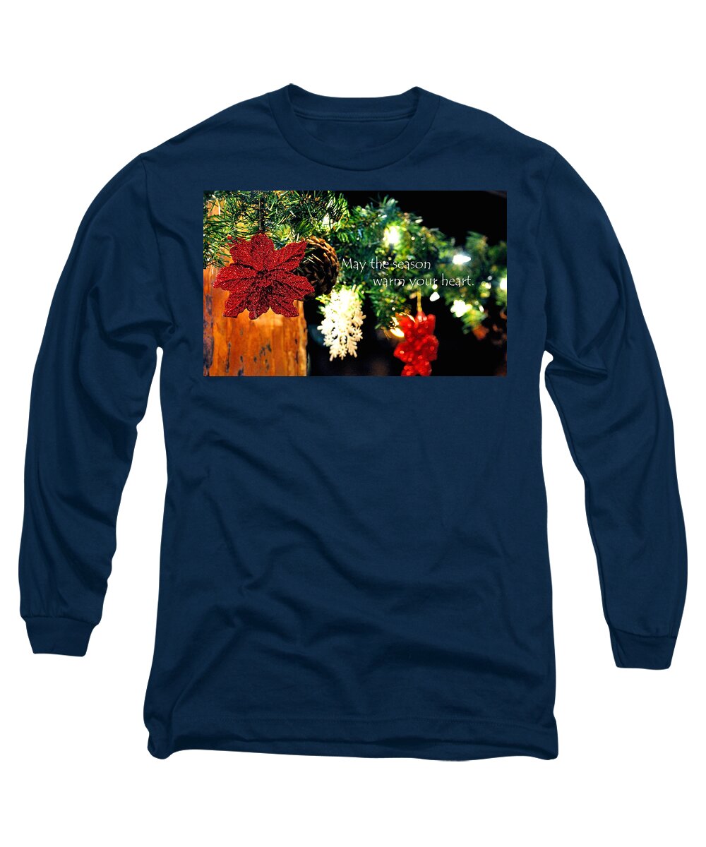 Christmas Long Sleeve T-Shirt featuring the photograph Red White Snowflake 12655 by Jerry Sodorff