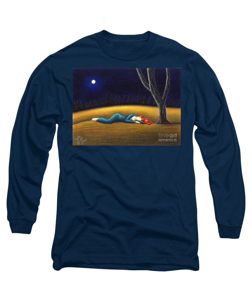 Woman Long Sleeve T-Shirt featuring the drawing Rest for a Weary Heart by Danielle R T Haney