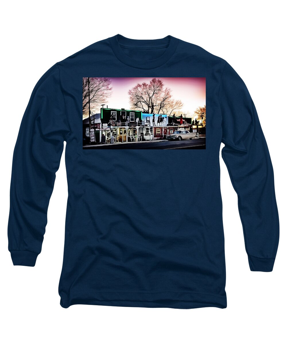 Route 66 Long Sleeve T-Shirt featuring the digital art Route 66 Store by Frank Lee