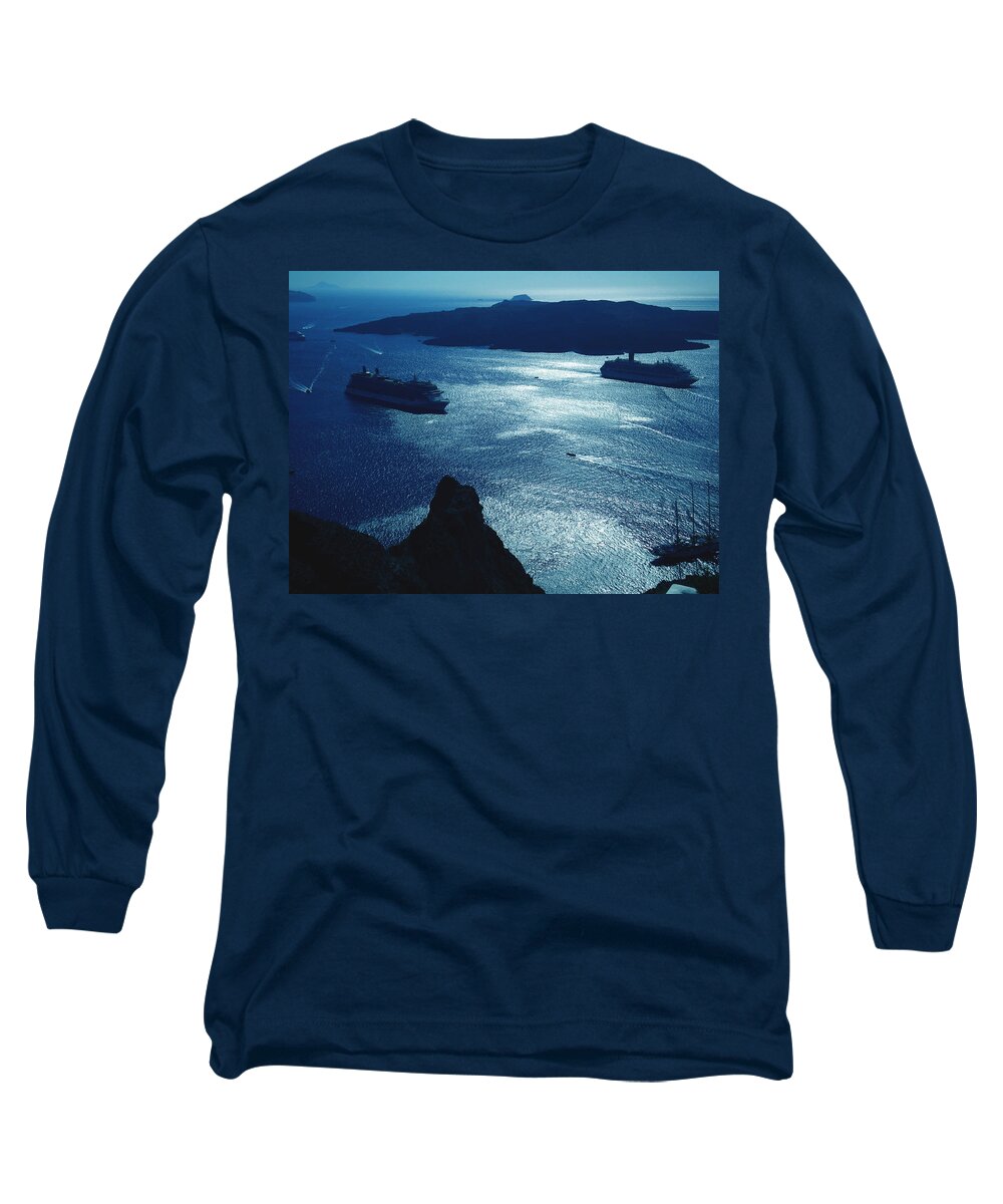 Coletteguggenheim Long Sleeve T-Shirt featuring the photograph Santorini Silent night View Greece by Colette V Hera Guggenheim