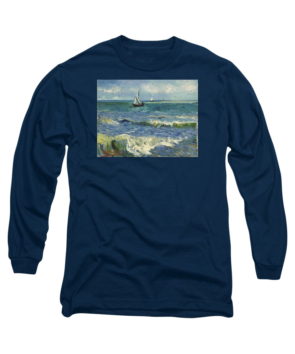 Vincent Van Gogh Long Sleeve T-Shirt featuring the painting Seascape by Vincent Van Gogh