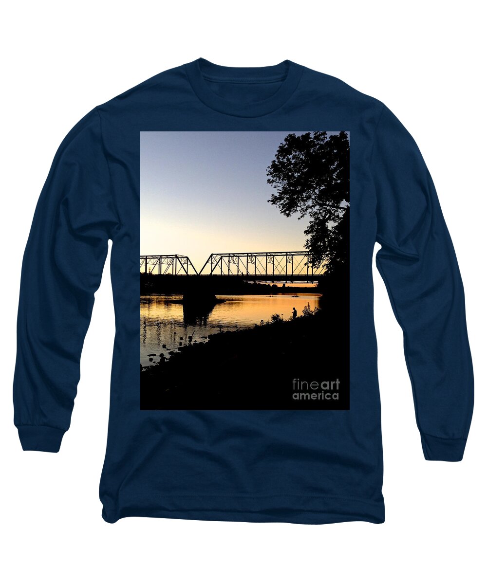 Boats Long Sleeve T-Shirt featuring the photograph September Sunset on the River by Christopher Plummer